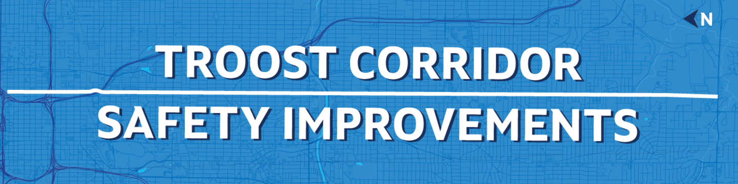 Map showing the project area on Troost Ave between 55th street and 63rd street