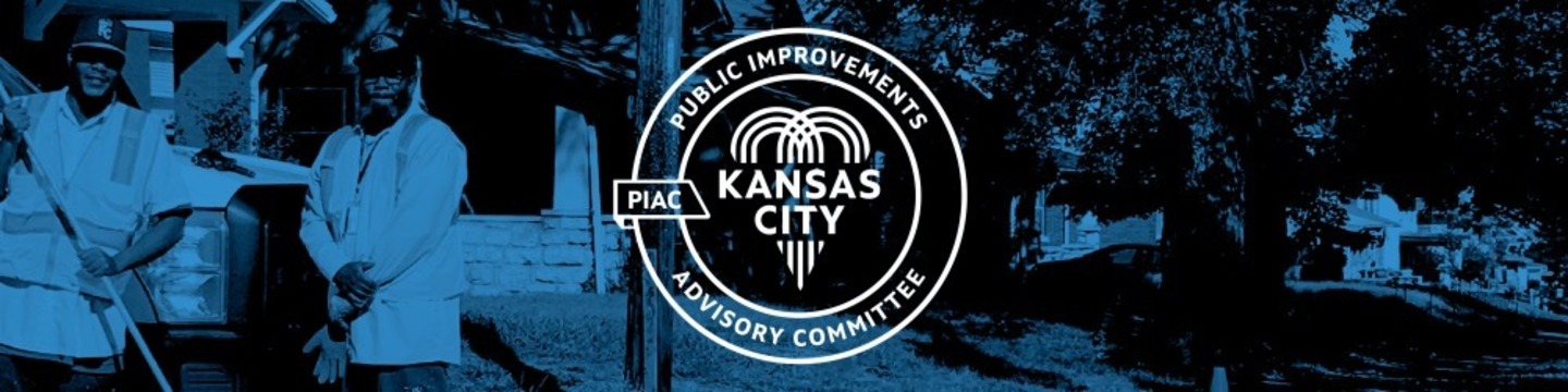 PIAC badge overlayed on a photo of two Kansas City public works employees in a neighborhood