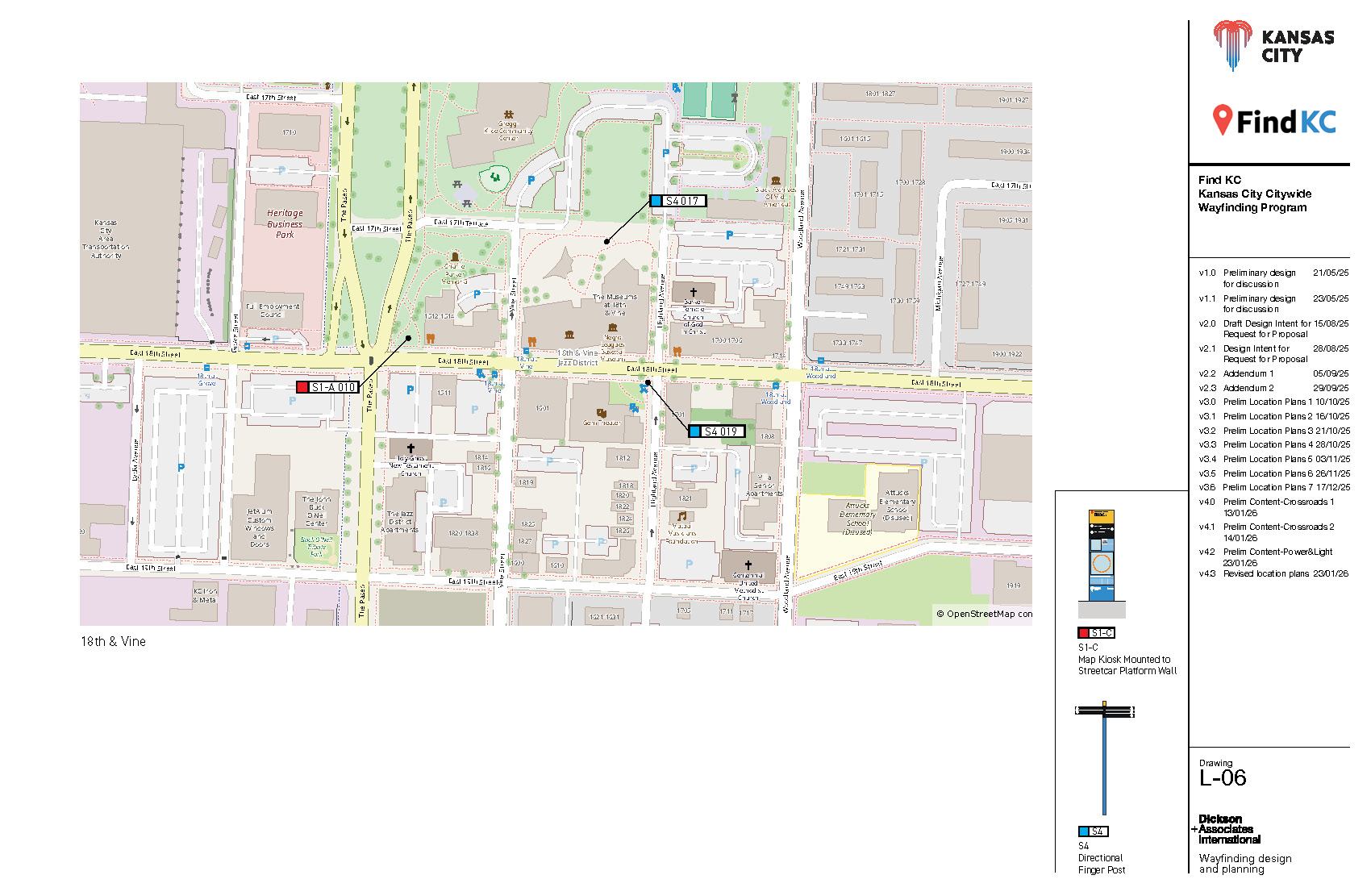Proposed signage locations at 18th & Vine